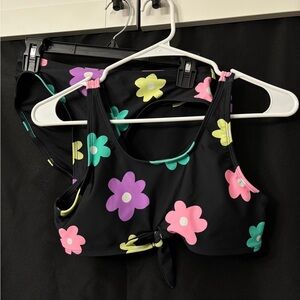 Old Navy Floral Black Bikini Set - XL (14/16)